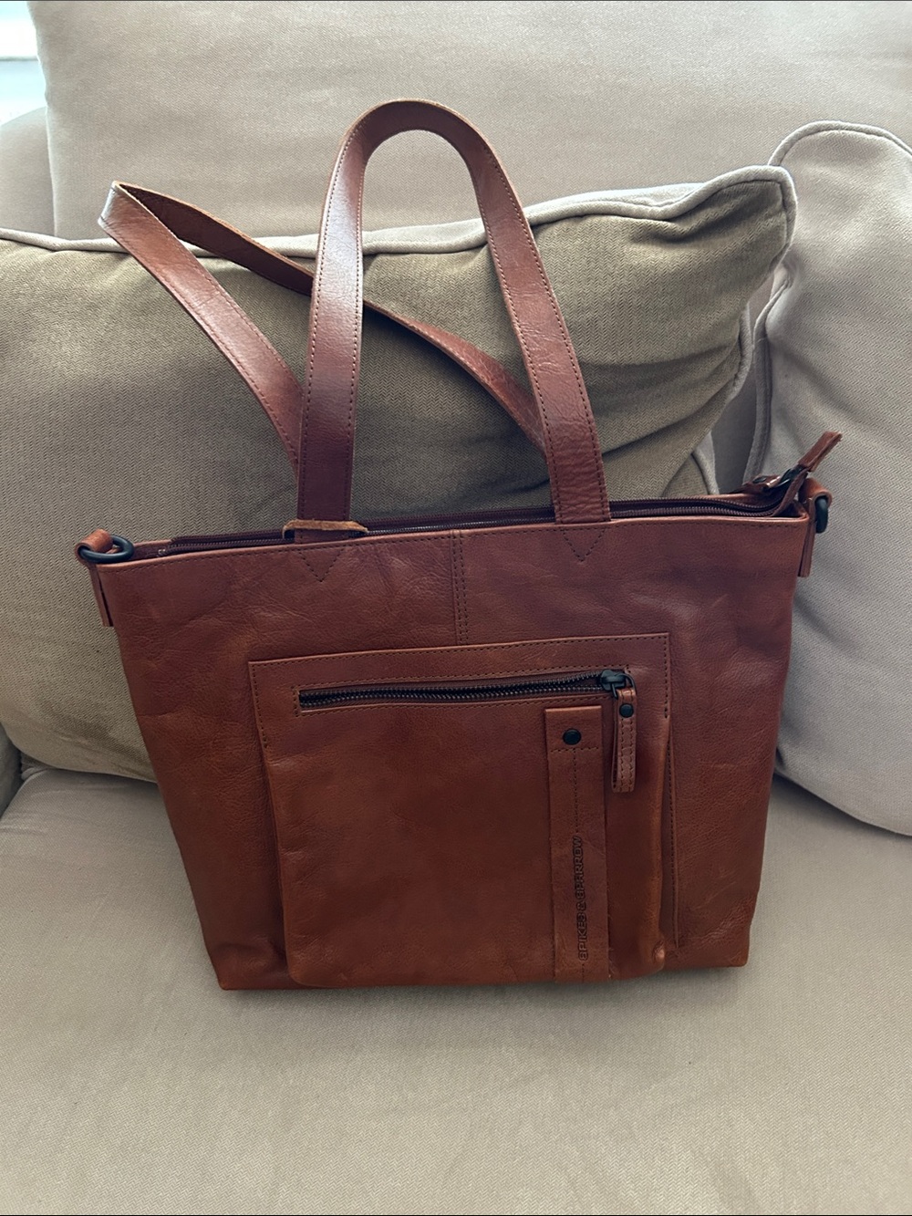 Women/Men's Leather Tote Bag in Brown